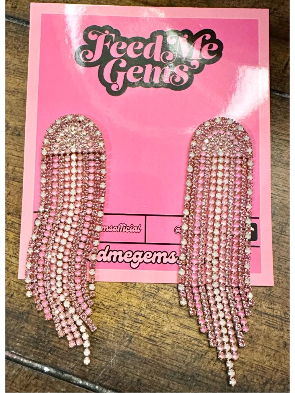Feed Me Gems Shades of Pink rhinestone Jumbo earrings